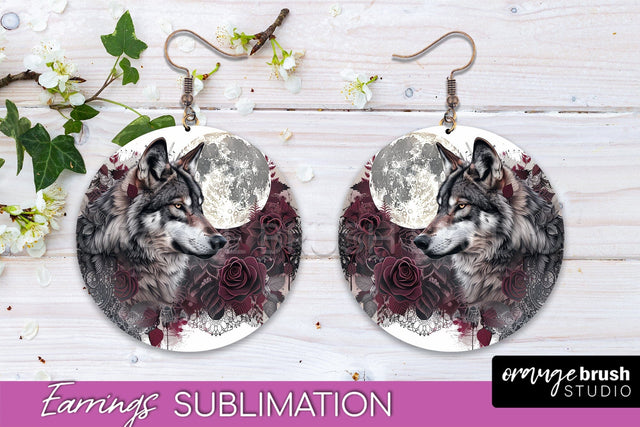 Gothic Earrings - Dark Academia Round Earring Sublimation Sublimation OrangeBrushStudio 
