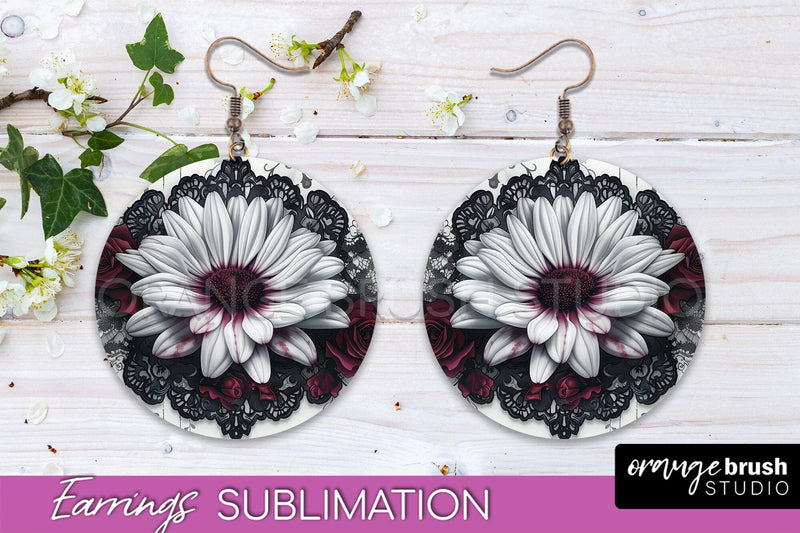 Gothic Earrings - Dark Academia Round Earring Sublimation Sublimation OrangeBrushStudio 