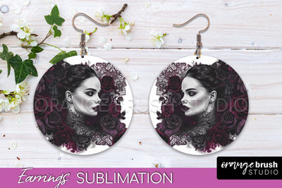 Gothic Earrings - Dark Academia Round Earring Sublimation Sublimation OrangeBrushStudio 