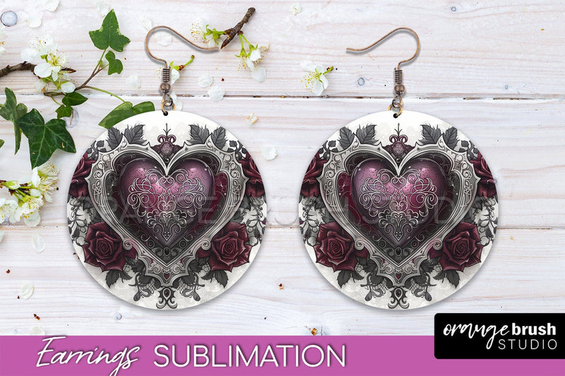 Gothic Earrings - Dark Academia Round Earring Sublimation Sublimation OrangeBrushStudio 