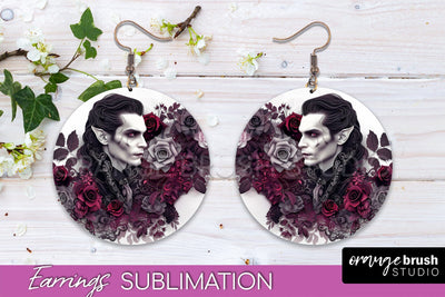 Gothic Earrings - Dark Academia Round Earring Sublimation Sublimation OrangeBrushStudio 