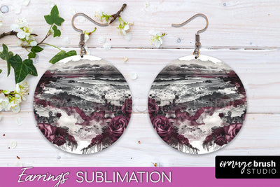 Gothic Earrings - Dark Academia Round Earring Sublimation Sublimation OrangeBrushStudio 