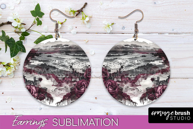 Gothic Earrings - Dark Academia Round Earring Sublimation Sublimation OrangeBrushStudio 