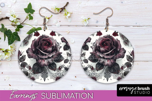 Gothic Earrings - Dark Academia Round Earring Sublimation Sublimation OrangeBrushStudio 