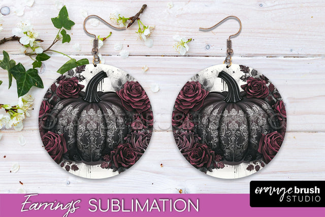 Gothic Earrings - Dark Academia Round Earring Sublimation Sublimation OrangeBrushStudio 