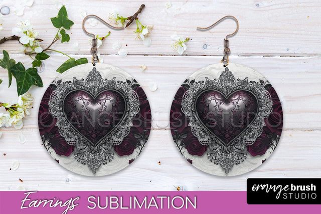 Gothic Earrings - Dark Academia Round Earring Sublimation Sublimation OrangeBrushStudio 