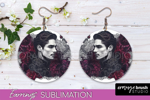 Gothic Earrings - Dark Academia Round Earring Sublimation Sublimation OrangeBrushStudio 