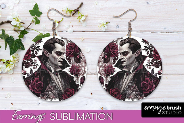 Gothic Earrings - Dark Academia Round Earring Sublimation Sublimation OrangeBrushStudio 