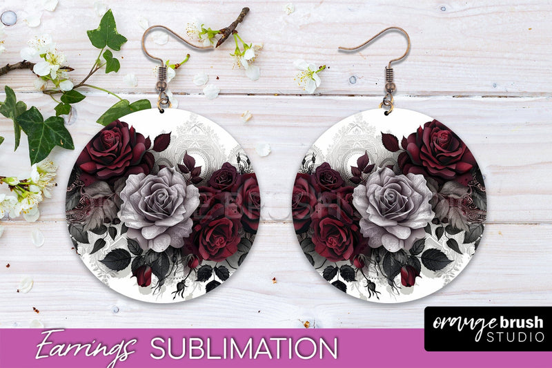 Gothic Earrings - Dark Academia Round Earring Sublimation Sublimation OrangeBrushStudio 