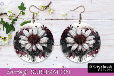 Gothic Earrings - Dark Academia Round Earring Sublimation Sublimation OrangeBrushStudio 