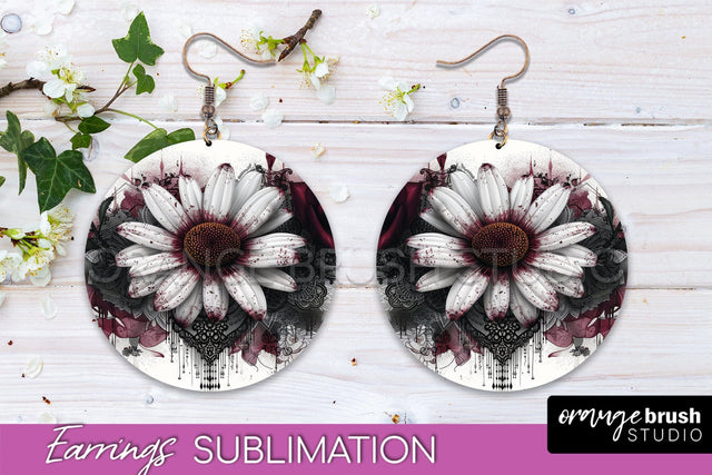 Gothic Earrings - Dark Academia Round Earring Sublimation Sublimation OrangeBrushStudio 