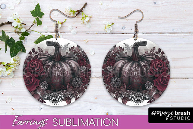 Gothic Earrings - Dark Academia Round Earring Sublimation Sublimation OrangeBrushStudio 