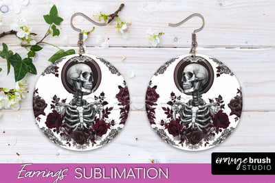 Gothic Earrings - Dark Academia Round Earring Sublimation Sublimation OrangeBrushStudio 