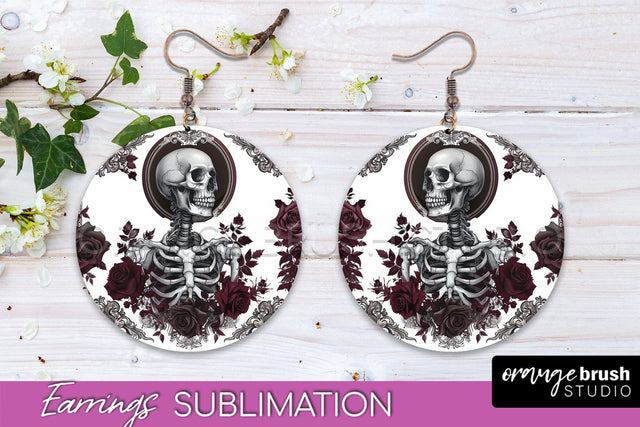 Gothic Earrings - Dark Academia Round Earring Sublimation Sublimation OrangeBrushStudio 