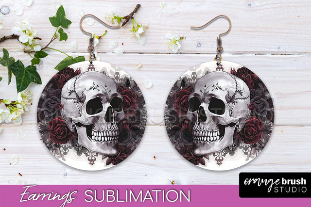 Gothic Earrings - Dark Academia Round Earring Sublimation Sublimation OrangeBrushStudio 