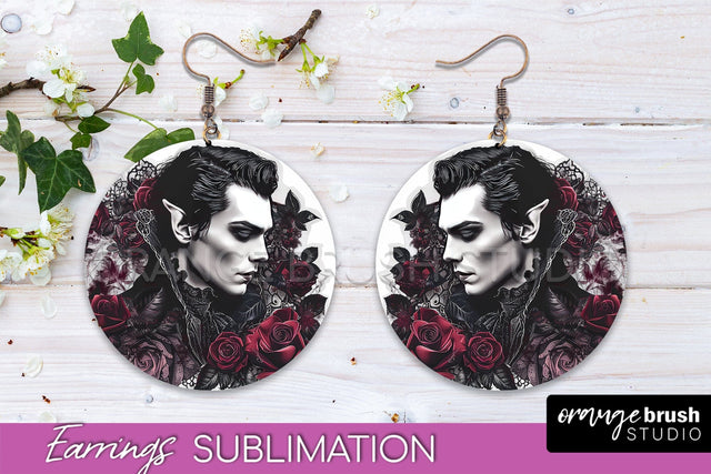 Gothic Earrings - Dark Academia Round Earring Sublimation Sublimation OrangeBrushStudio 