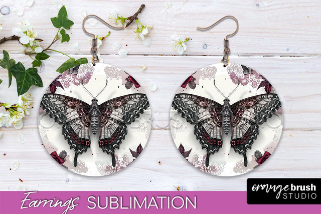 Gothic Earrings - Dark Academia Round Earring Sublimation Sublimation OrangeBrushStudio 