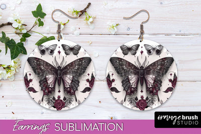 Gothic Earrings - Dark Academia Round Earring Sublimation Sublimation OrangeBrushStudio 