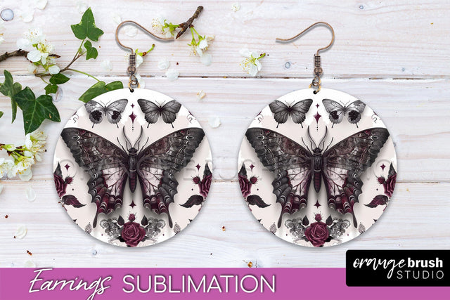 Gothic Earrings - Dark Academia Round Earring Sublimation Sublimation OrangeBrushStudio 