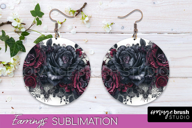 Gothic Earrings - Dark Academia Round Earring Sublimation Sublimation OrangeBrushStudio 