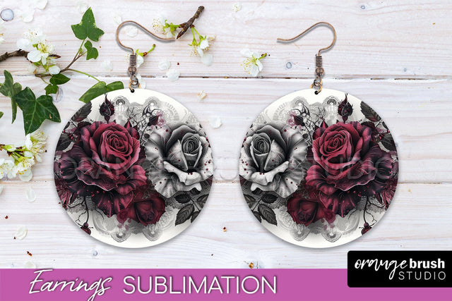 Gothic Earrings - Dark Academia Round Earring Sublimation Sublimation OrangeBrushStudio 