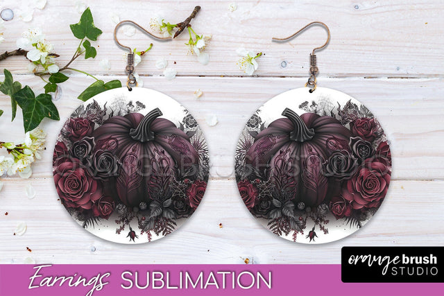 Gothic Earrings - Dark Academia Round Earring Sublimation Sublimation OrangeBrushStudio 