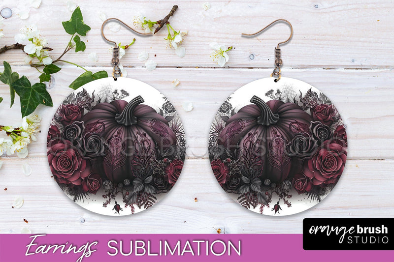 Gothic Earrings - Dark Academia Round Earring Sublimation Sublimation OrangeBrushStudio 