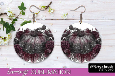 Gothic Earrings - Dark Academia Round Earring Sublimation Sublimation OrangeBrushStudio 