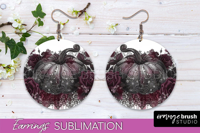 Gothic Earrings - Dark Academia Round Earring Sublimation Sublimation OrangeBrushStudio 