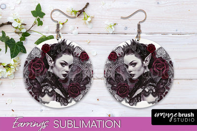 Gothic Earrings - Dark Academia Round Earring Sublimation Sublimation OrangeBrushStudio 