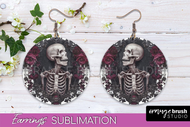 Gothic Earrings - Dark Academia Round Earring Sublimation Sublimation OrangeBrushStudio 