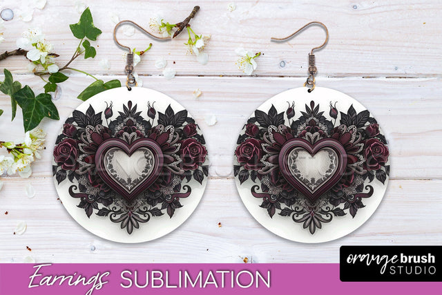 Gothic Earrings - Dark Academia Round Earring Sublimation Sublimation OrangeBrushStudio 
