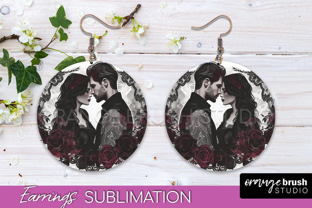 Gothic Earrings - Dark Academia Round Earring Sublimation Sublimation OrangeBrushStudio 