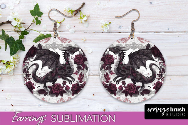 Gothic Earrings - Dark Academia Round Earring Sublimation Sublimation OrangeBrushStudio 