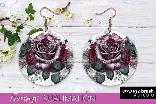 Gothic Earrings - Dark Academia Round Earring Sublimation Sublimation OrangeBrushStudio 