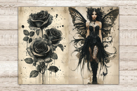 Gothic Fairy Junk Journal Pages | Halloween Collage SVG GlamArtZhanna 