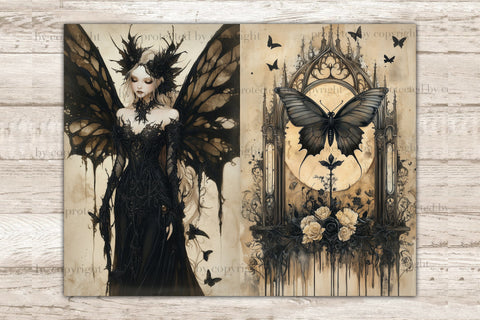 Gothic Fairy Junk Journal Pages | Halloween Collage SVG GlamArtZhanna 