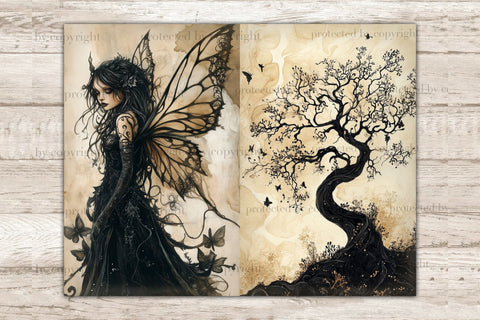 Gothic Fairy Junk Journal Pages | Halloween Collage SVG GlamArtZhanna 