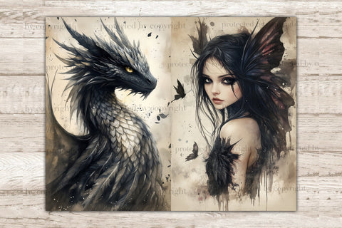 Gothic Fairy Junk Journal Pages | Halloween Collage SVG GlamArtZhanna 