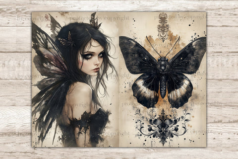 Gothic Fairy Junk Journal Pages | Halloween Collage SVG GlamArtZhanna 