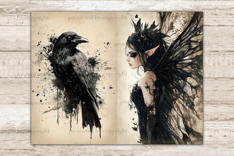 Gothic Fairy Junk Journal Pages | Halloween Collage SVG GlamArtZhanna 
