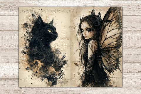 Gothic Fairy Junk Journal Pages | Halloween Collage SVG GlamArtZhanna 