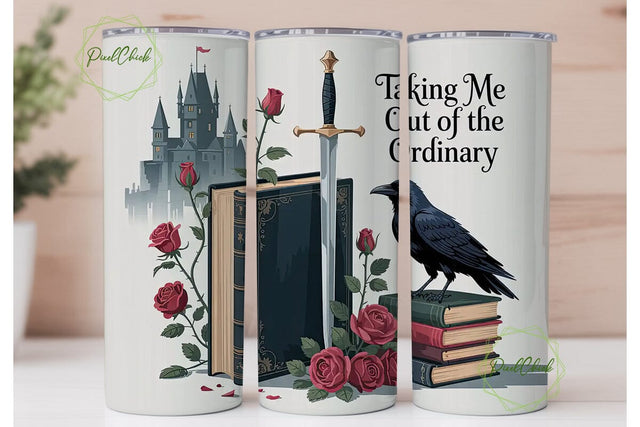 Gothic Fantasy Roses & Raven Tumbler Sublimation PixelChick 