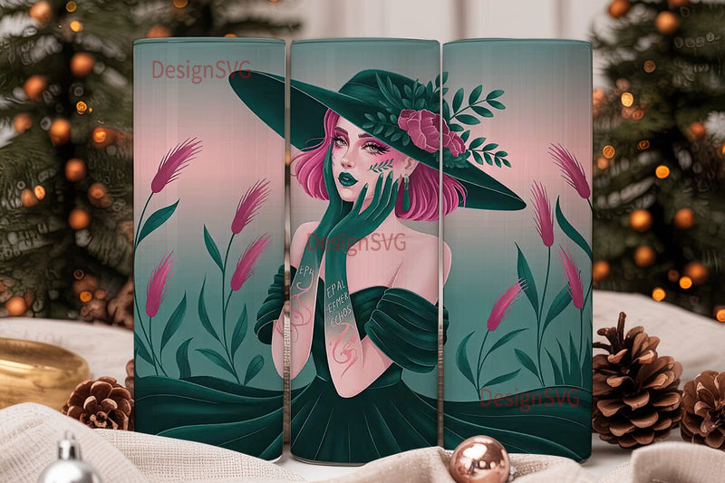 Gothic Fantasy Woman 20oz Tumbler Wrap Sublimation DesignSVG 