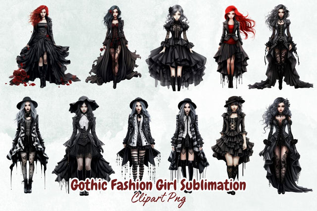 Gothic Fashion Girl Sublimation Bundle Sublimation Designangry 