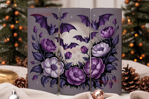 Gothic Floral Bat 20oz Tumbler Wrap Sublimation DesignSVG 