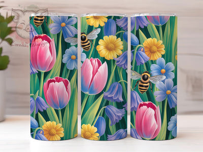 Gothic Floral Bee Tumbler, Gothic Flower, Dark Floral, Nature Theme, Artistic Design, 20Oz Tumbler, Sublimation Wrap Sublimation Lara' s Designs 