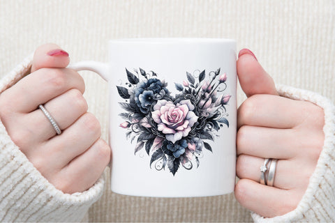 Gothic Floral Heart Clipart Sublimation designartist 