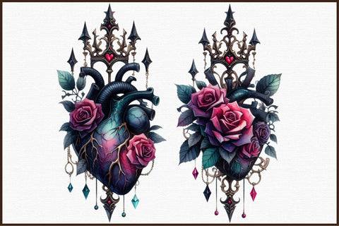 Gothic Floral Heart Clipart Sublimation designartist 