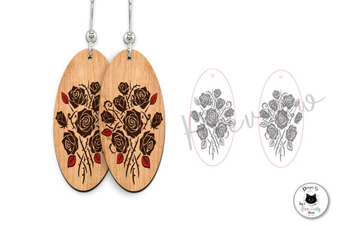 Gothic Floral Laser Cut Earrings SVG SVG Ivy's Creativity House 